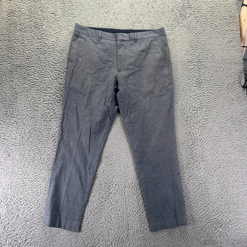 Express Pant Men 34x28 Gray Cotton Dress Straight Business Career Preppy Stretch